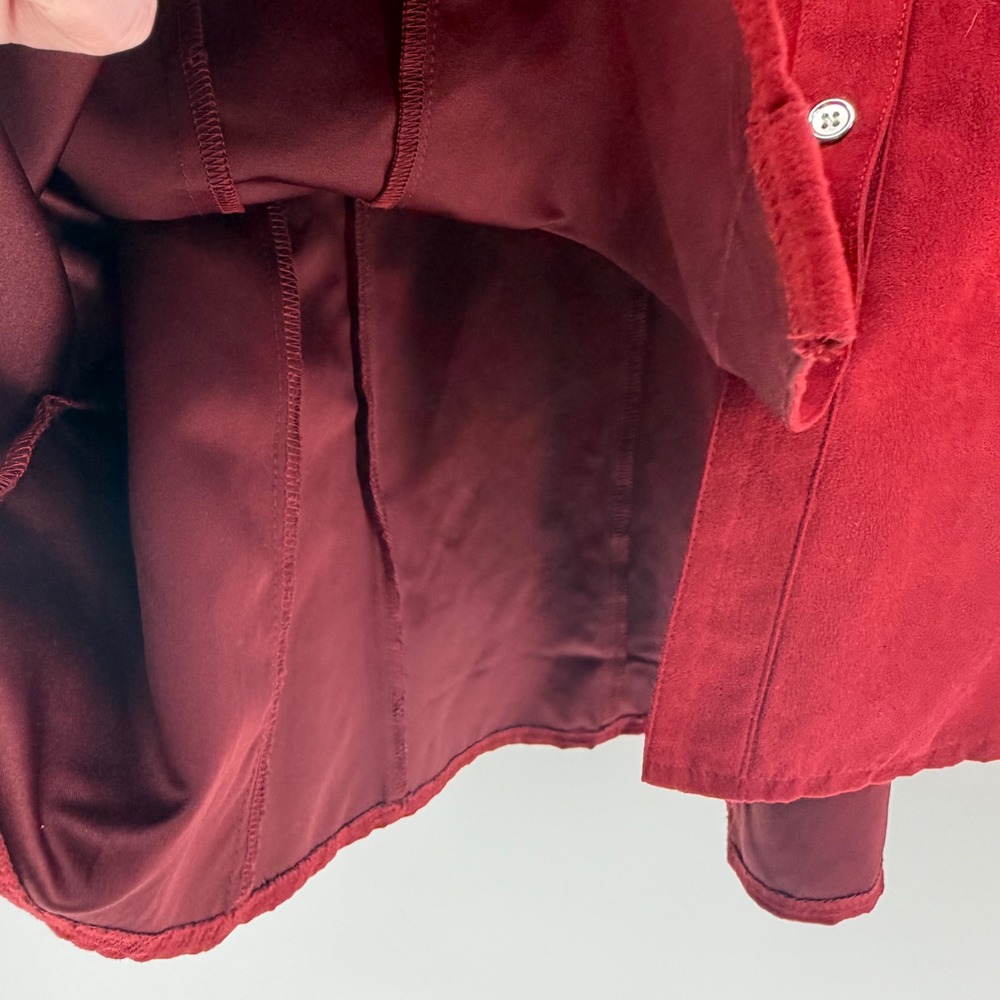 Cato Blazer Women 22/24 Deep Red Velour Faux Suede Button Up Old Money Office 2X - Picture 8 of 8